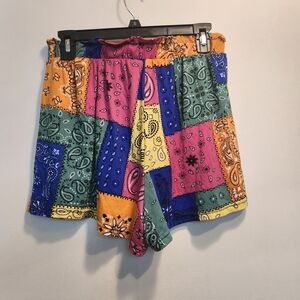 Colorful Patchwork High Waist Women's Shorts